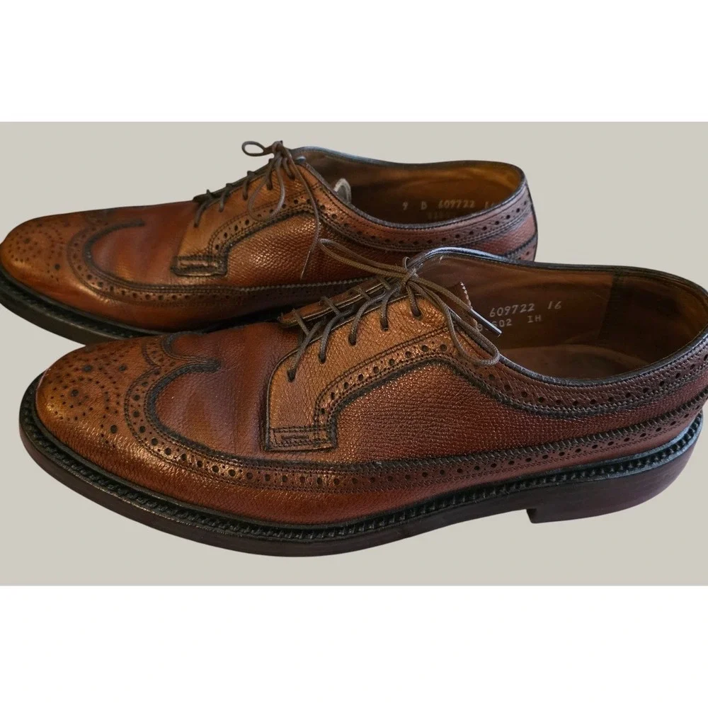Vtg Florsheim Imperial Quality Brown Leather Wingtip Brogue Oxford Shoes Sz‎ 9B